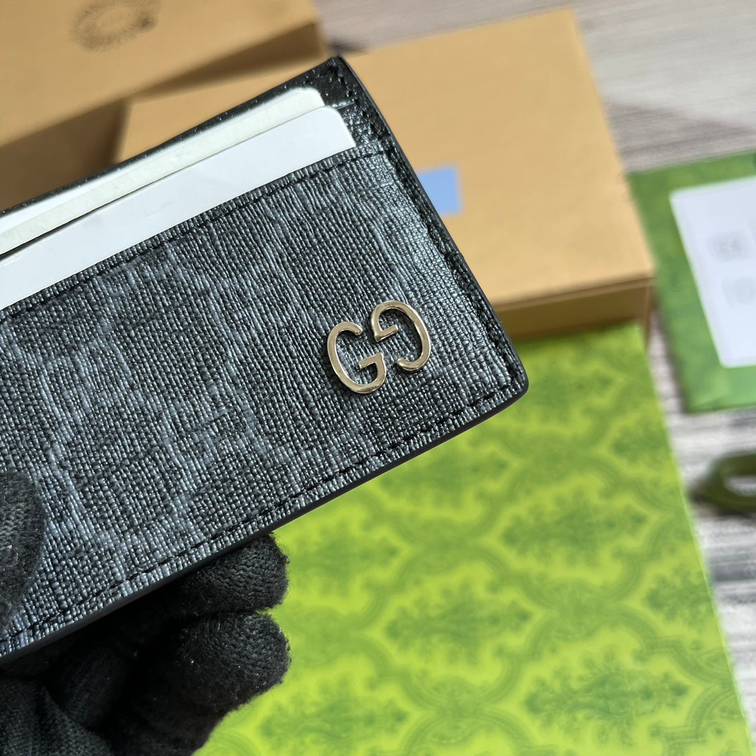 Gucci Card Case 11 with Detail Black Calfskin