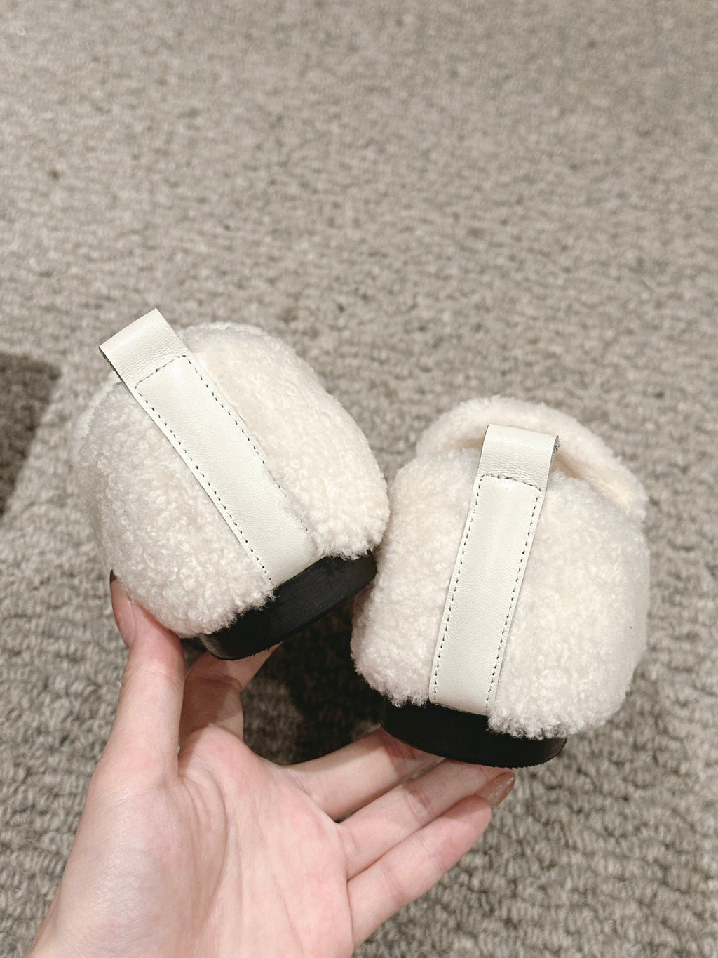 Chanel Loafers in White Fleece with Black Logo
