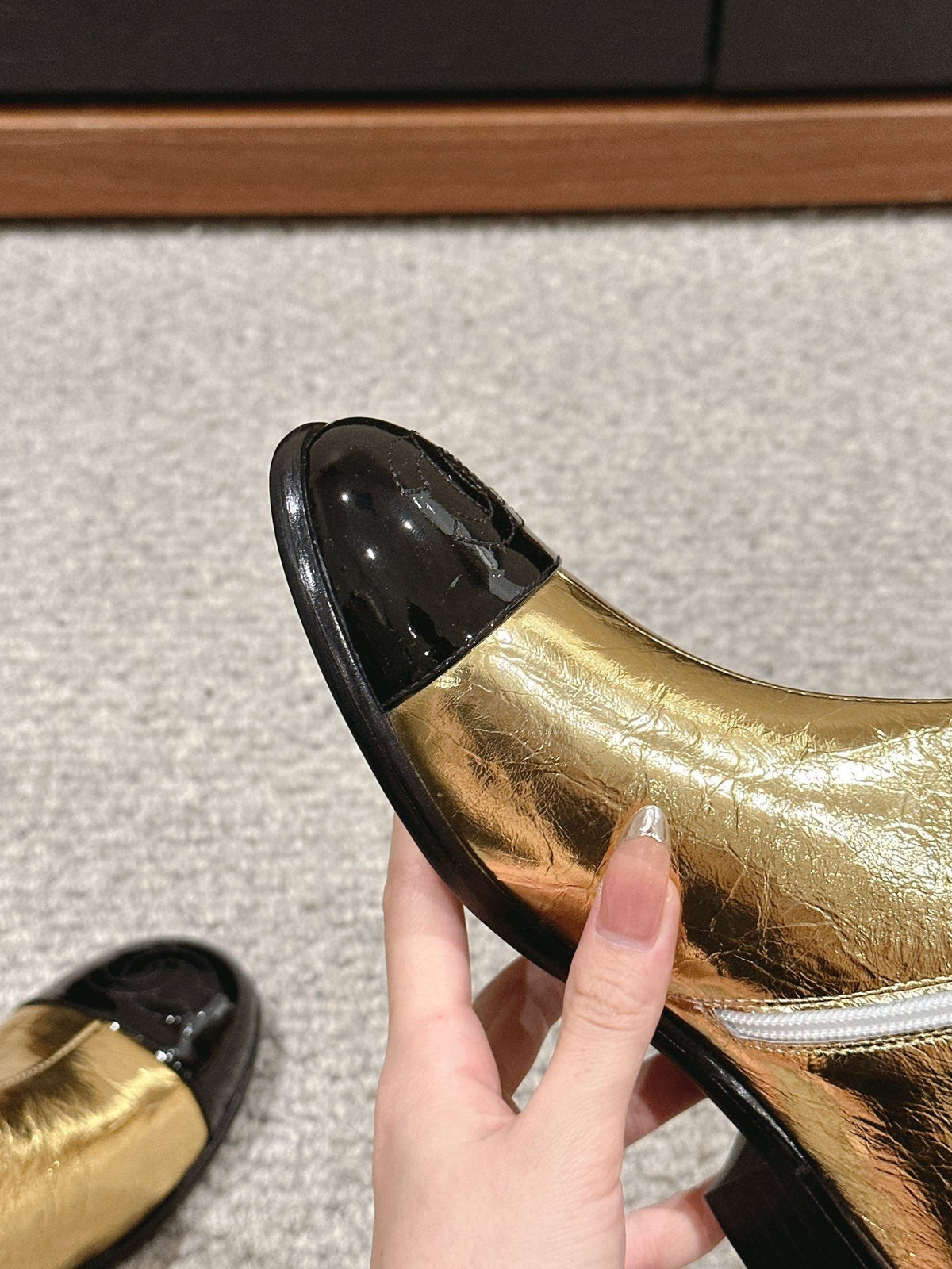 Chanel Short Boots in Golden Mix Black Lambskin