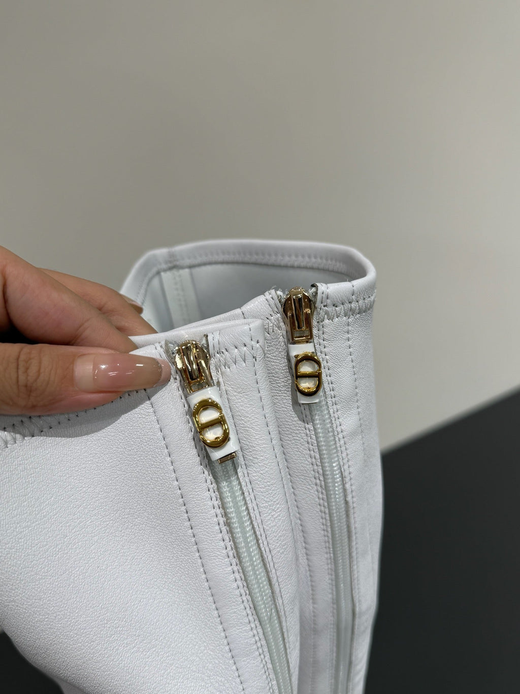 Dior Belle-D Heeled Boot White Patent Calfskin