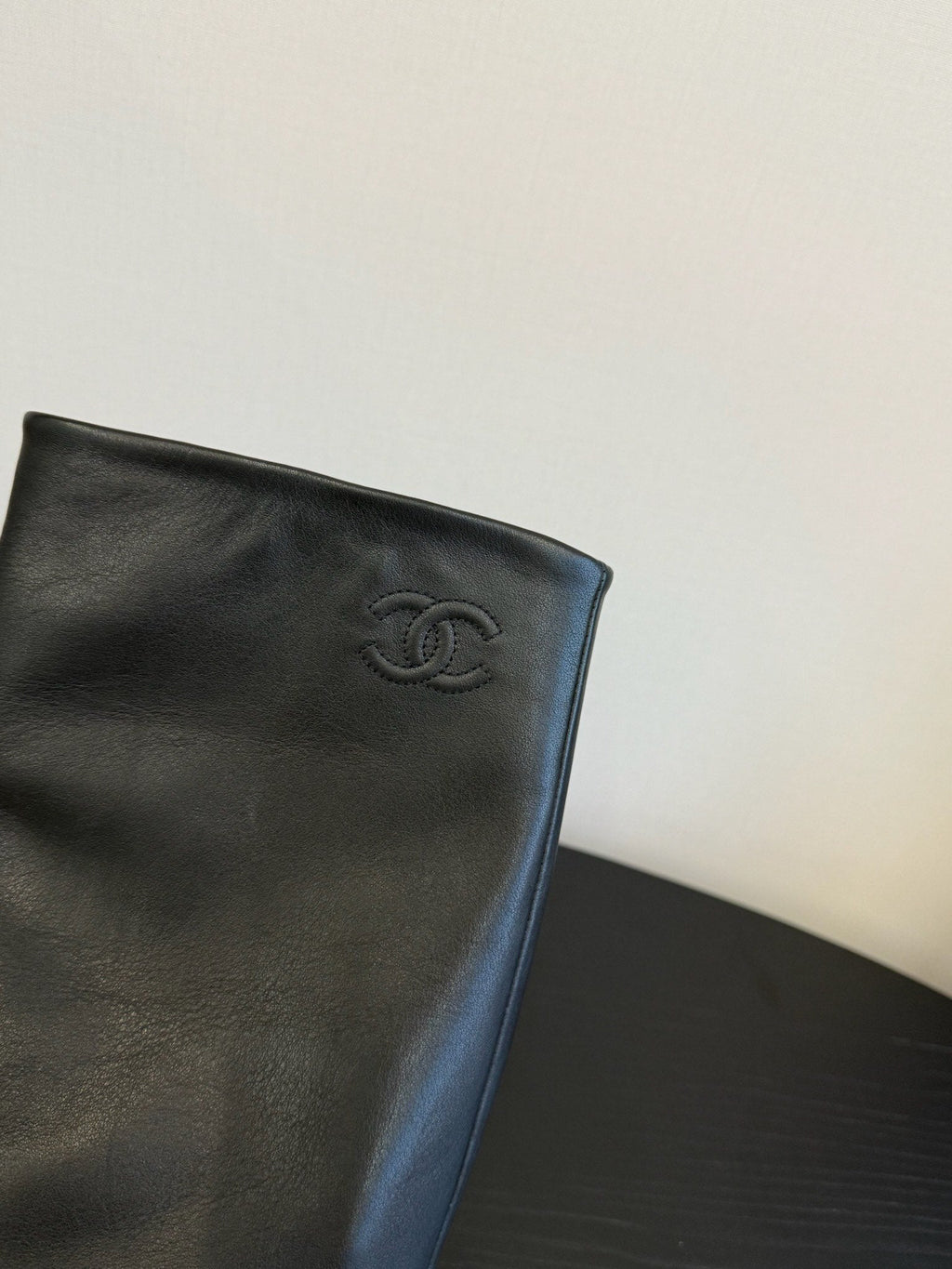 Chanel Boots in Black Calfskin with Chain
