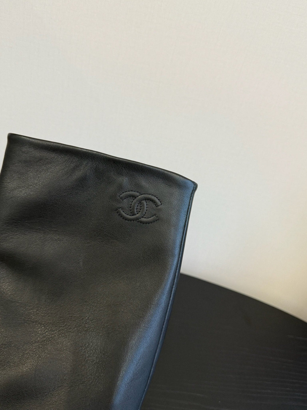 Chanel Boots in Black Calfskin with Chain