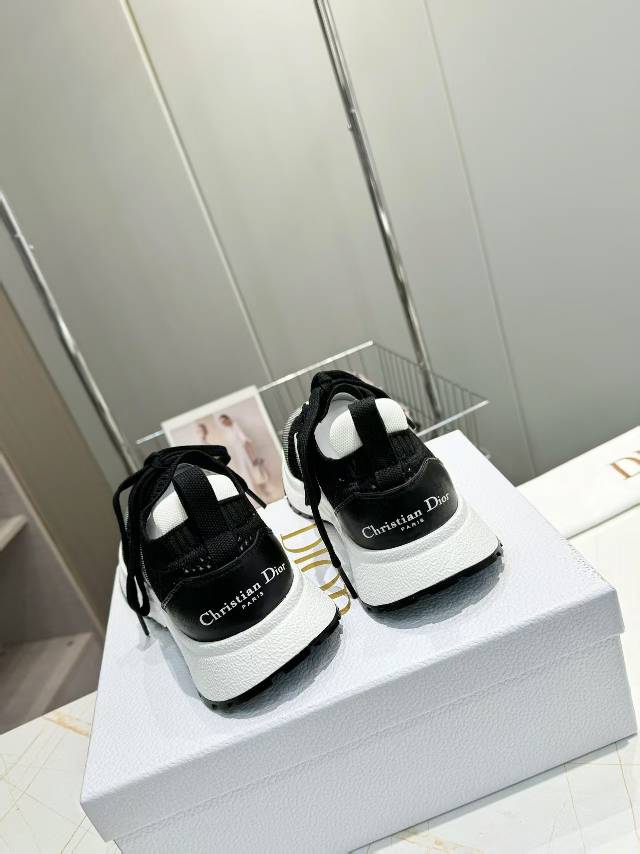 Dior CD Run Sneaker 25S in Black Mesh Fabric Two-Tone Sole