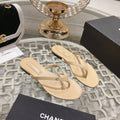 Chanel Double Flip Flop Thongs Beige Cream Sheepskin