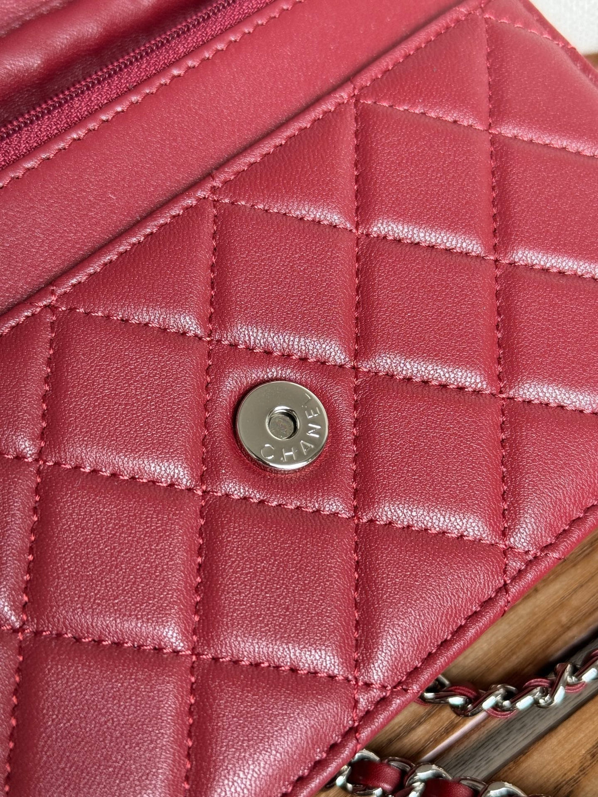 Chanel WOC Entrupy 19 Bag in Cherry Red Calfskin