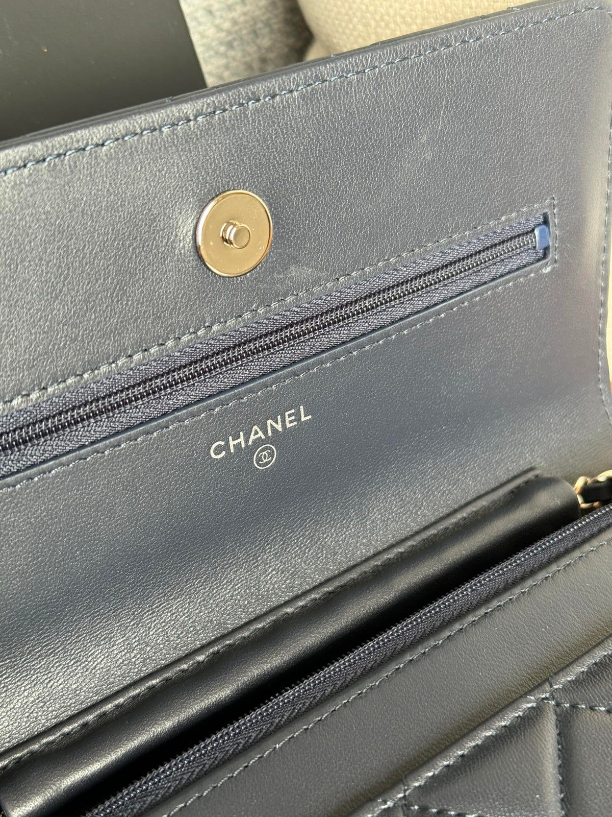 Chanel WOC Entrupy 19 Bag in Indigo Blue Calfskin