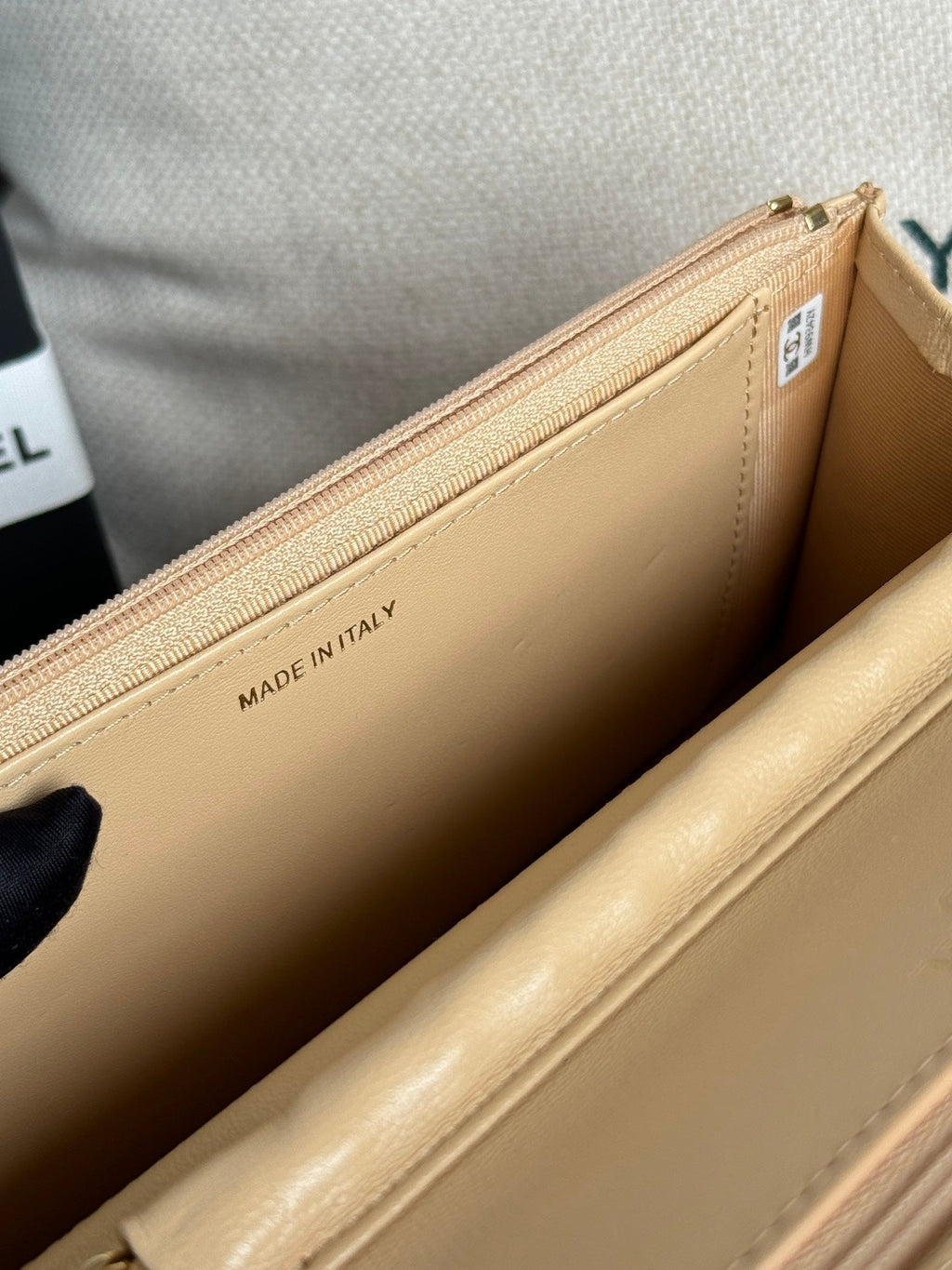 Chanel WOC Entrupy 19 Bag in Dark Cream Calfskin