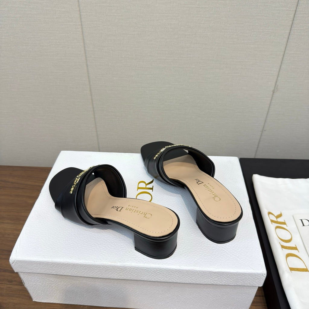 Dior High Heel 25S 45 mm in Black Lambskin with Gold Hardware