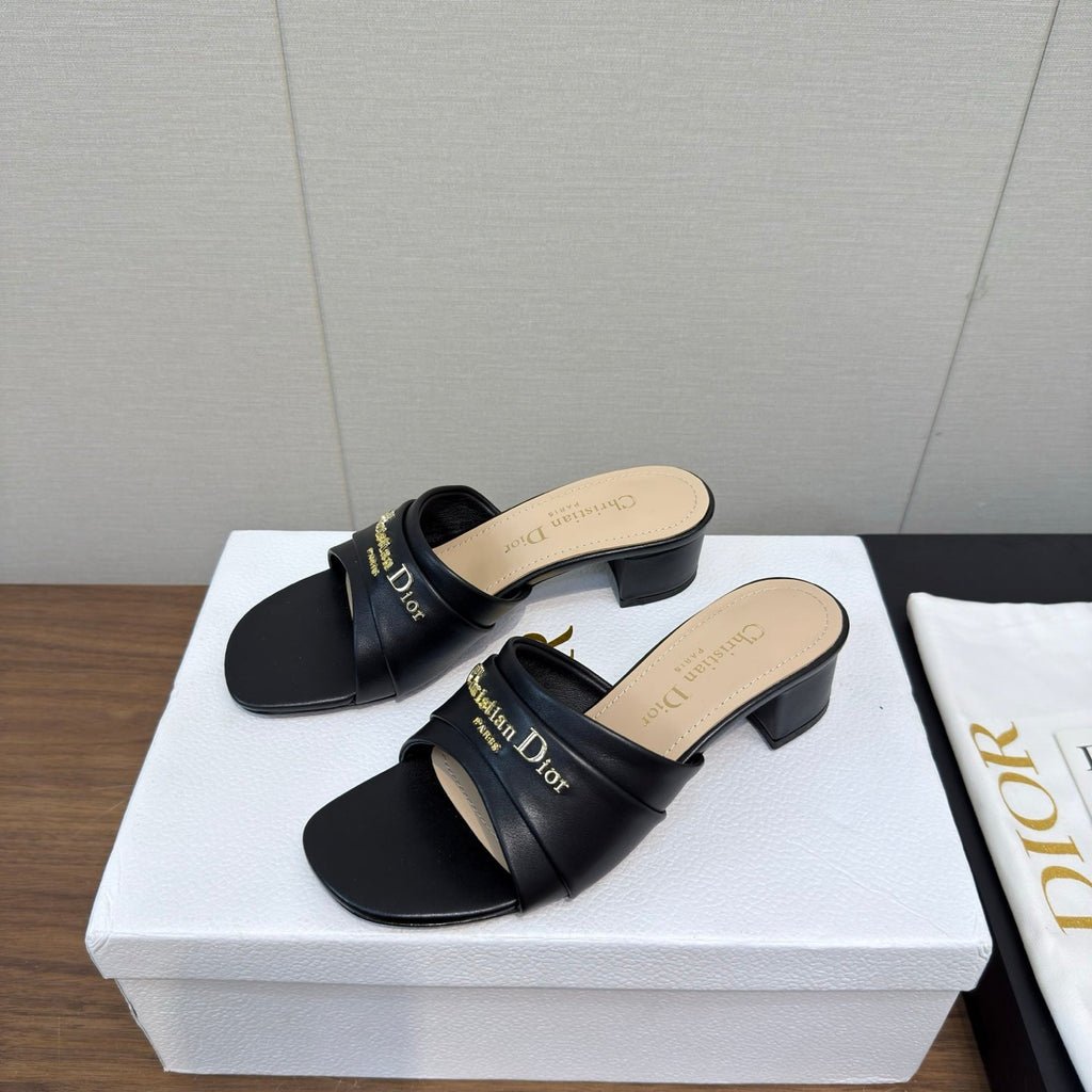 Dior High Heel 25S 45 mm in Black Lambskin with Gold Hardware