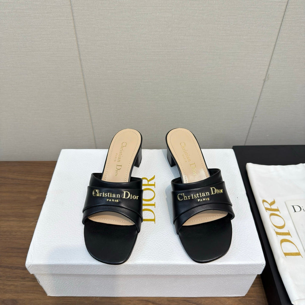 Dior High Heel 25S 45 mm in Black Lambskin with Gold Hardware