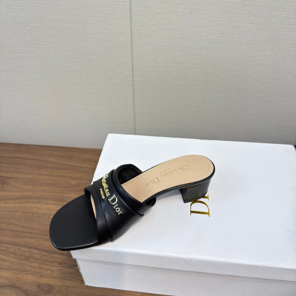 Dior High Heel 25S 45 mm in Black Lambskin with Gold Hardware