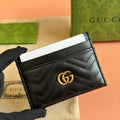 Gucci Marmont Quilted Card Holder 10 in Black Calfskin