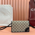 Gucci Emblem Wallet Monogram 20 in Dark Brown and Black Calfskin