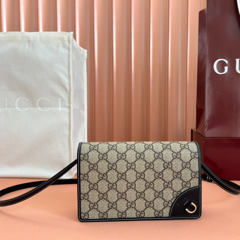 Gucci Emblem Wallet Monogram 20 in Dark Brown and Black Calfskin