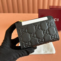 Gucci Emblem Zip Card Case 13 in Black Grainy Calfskin