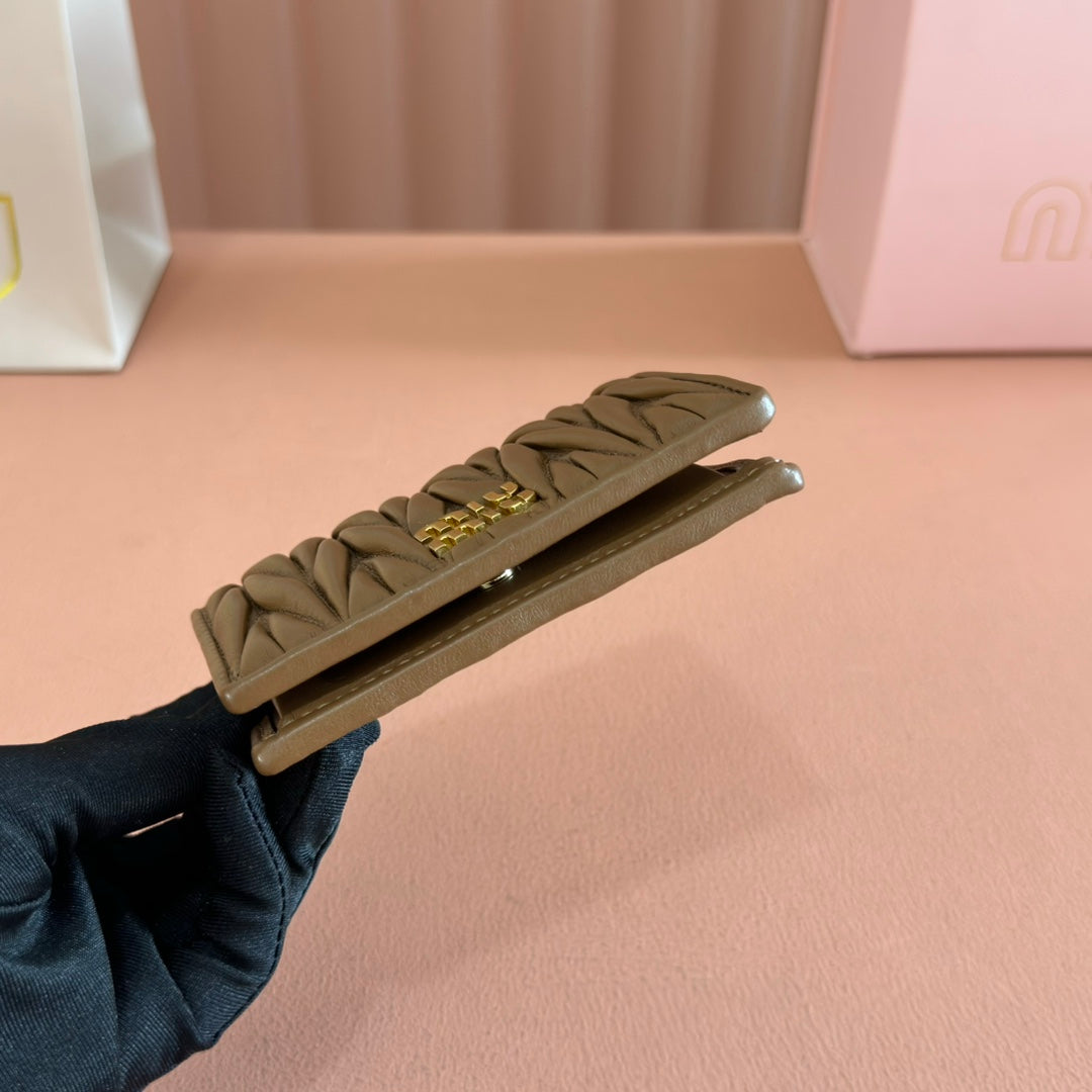 Small Matelassé Nappa Leather Wallet Caramel