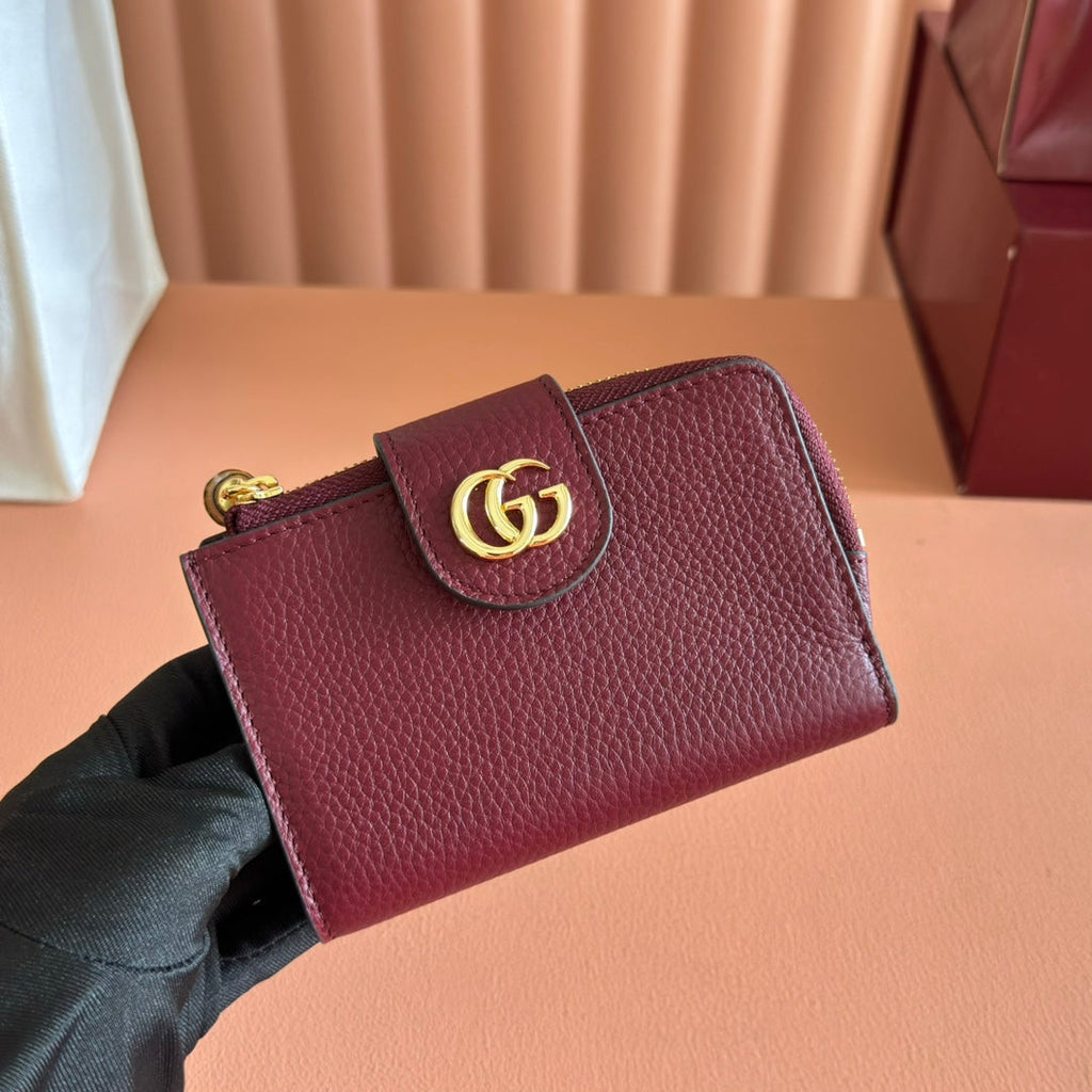 Gucci 25S Marmont Wallet 13 in Red Calfskin Gold Hardware