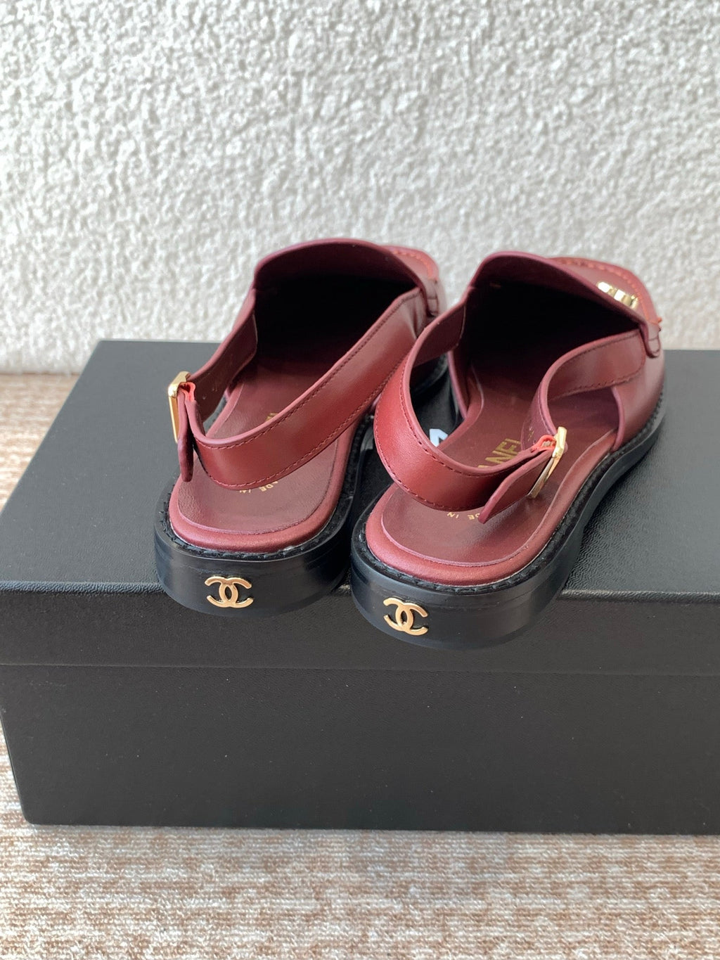 Chanel Moccasin Slingback in Currant Red Calfskin