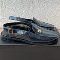 Chanel Moccasin Slingback in Aegean Blue Patent Calfskin