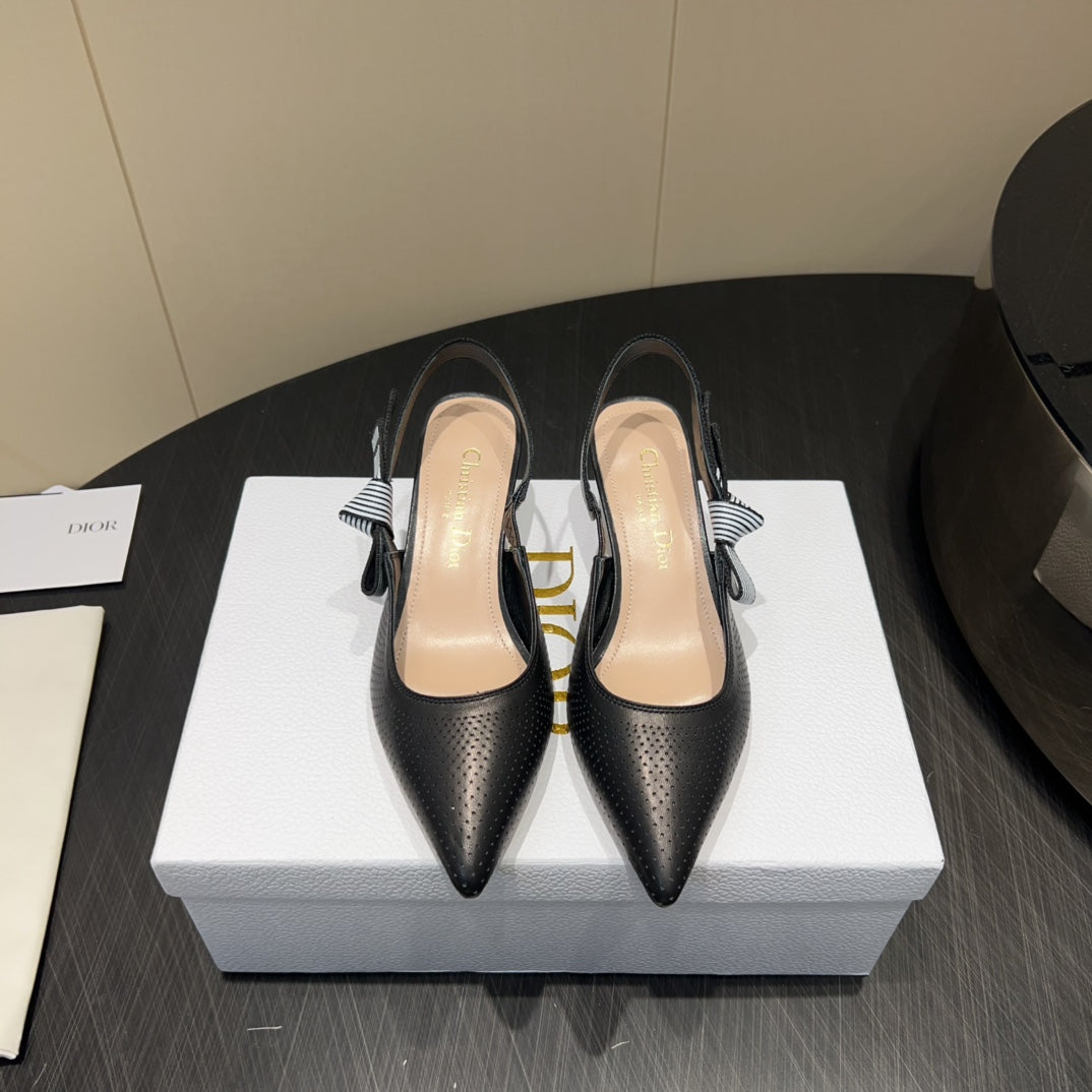 Dior High Slingback 25S 50 mm in Black Calfskin