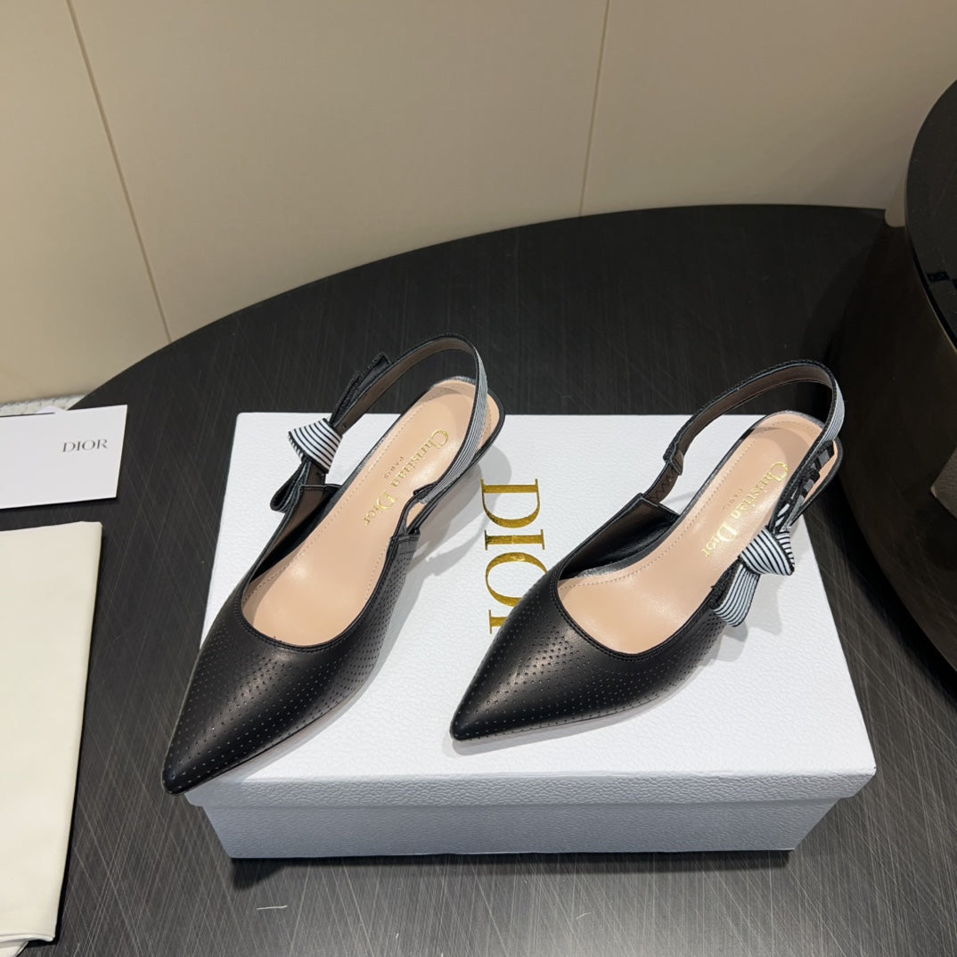 Dior High Slingback 25S 50 mm in Black Calfskin