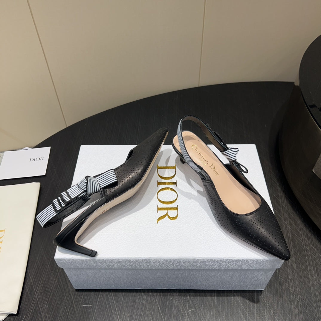 Dior High Slingback 25S 50 mm in Black Calfskin