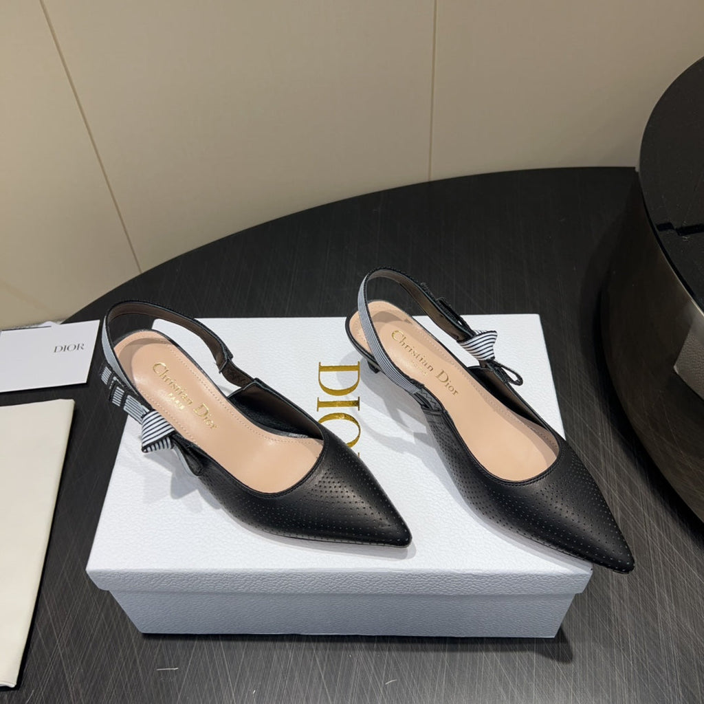 Dior High Slingback 25S 50 mm in Black Calfskin