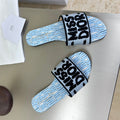 Dior Dway Slide Embroidered Cotton and Powder Blue Miss Allover Motif