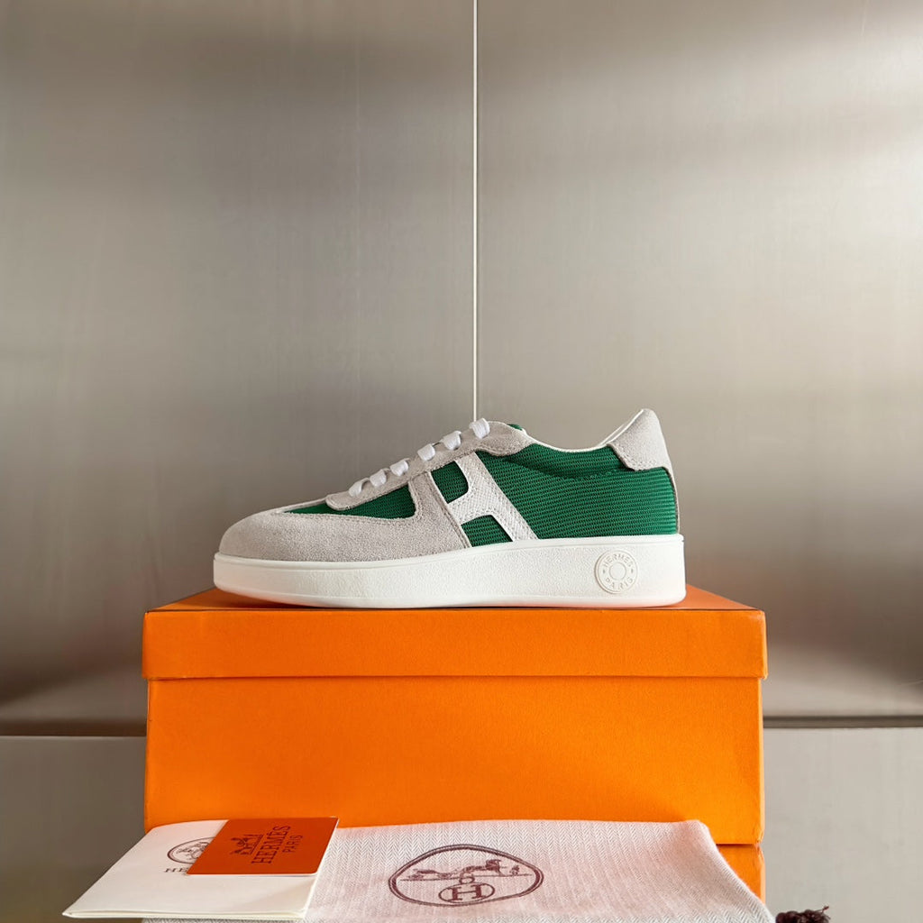 Hermes Boomerang Sneakers Light Gray Mix Forest Suede