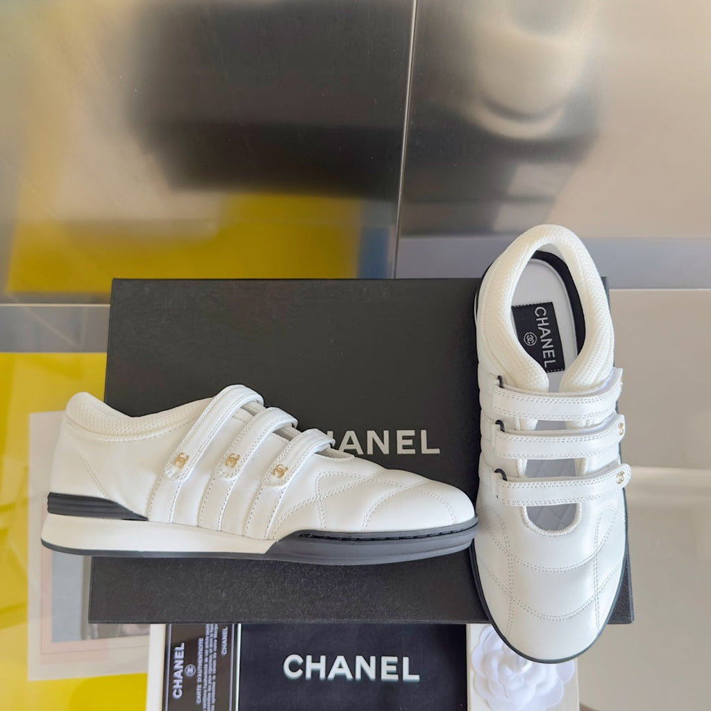 Chanel Mary Jane Sneaker in White Lambskin
