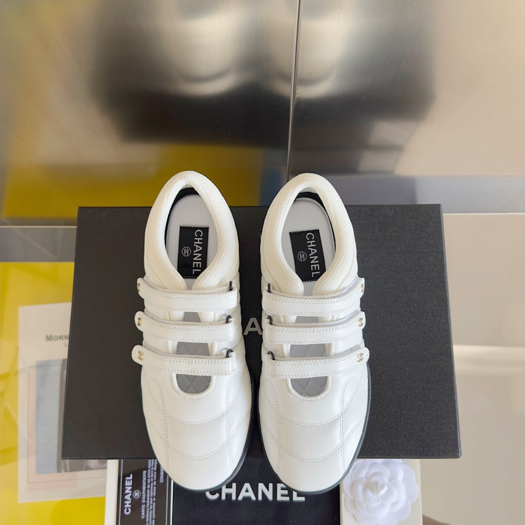 Chanel Mary Jane Sneaker in White Lambskin
