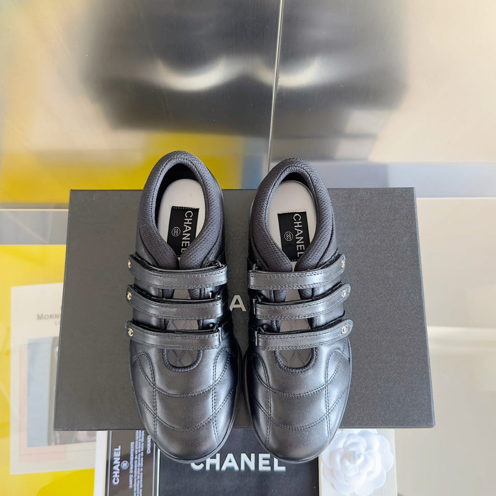 Chanel Mary Jane Sneaker in Black Lambskin