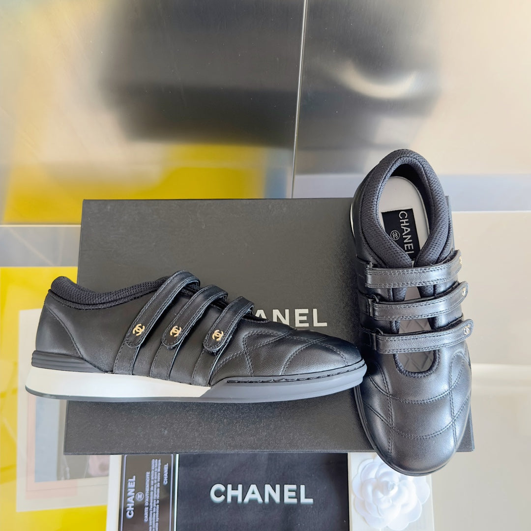 Chanel Mary Jane Sneaker in Black Lambskin