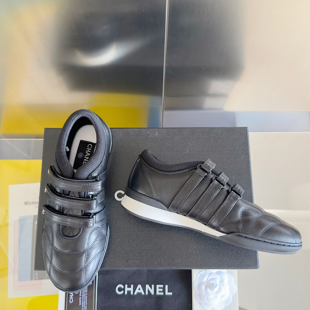 Chanel Mary Jane Sneaker in Black Lambskin