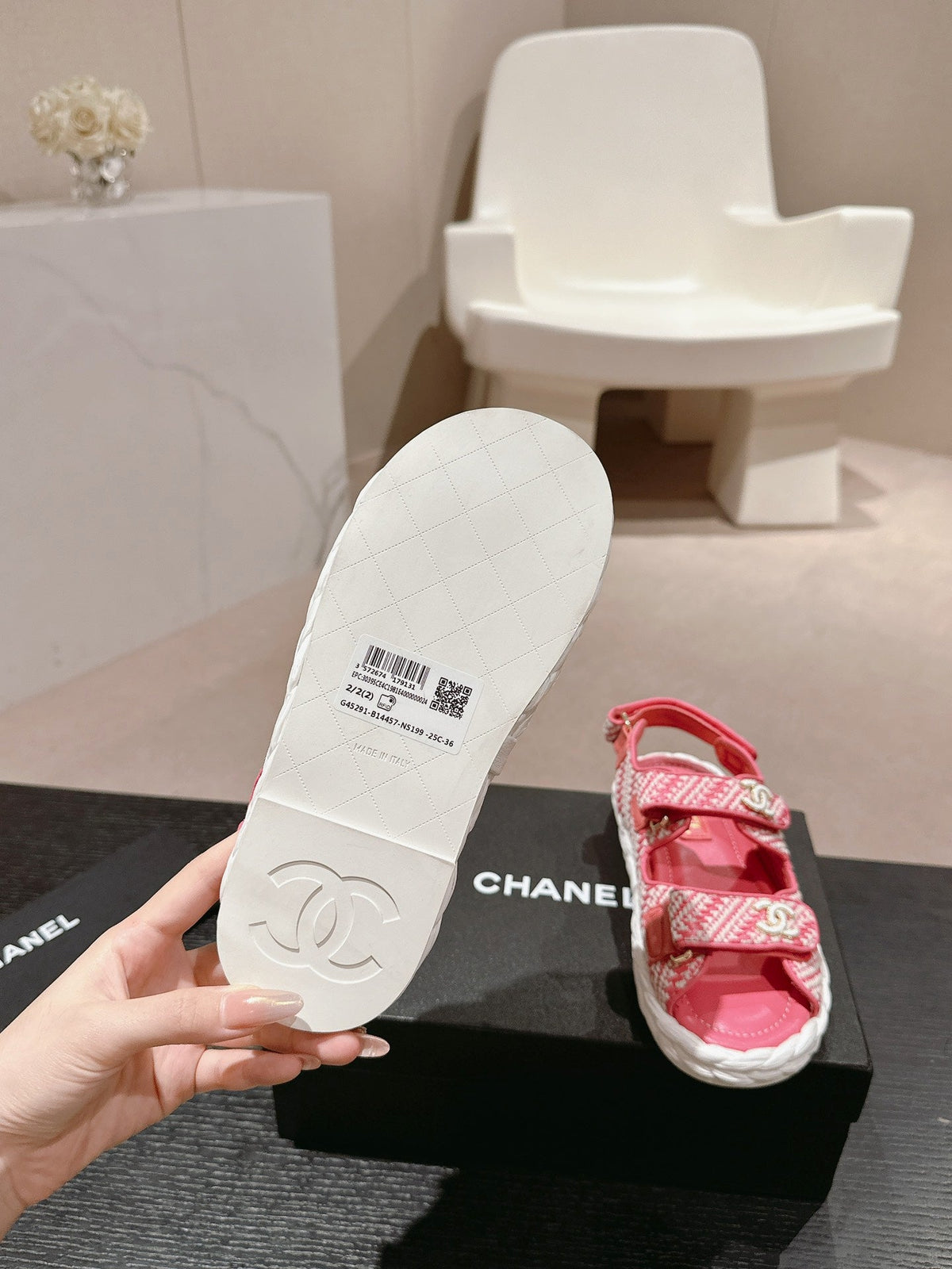 Chanel Dad Sandals in Blush Pink Calfskin
