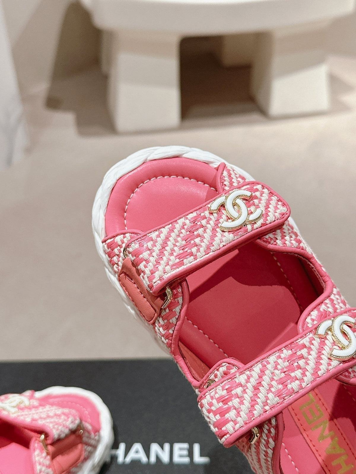 Chanel Dad Sandals in Blush Pink Calfskin
