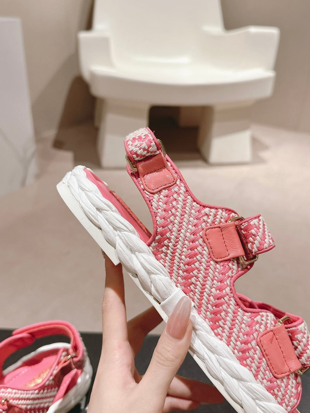 Chanel Dad Sandals in Blush Pink Calfskin