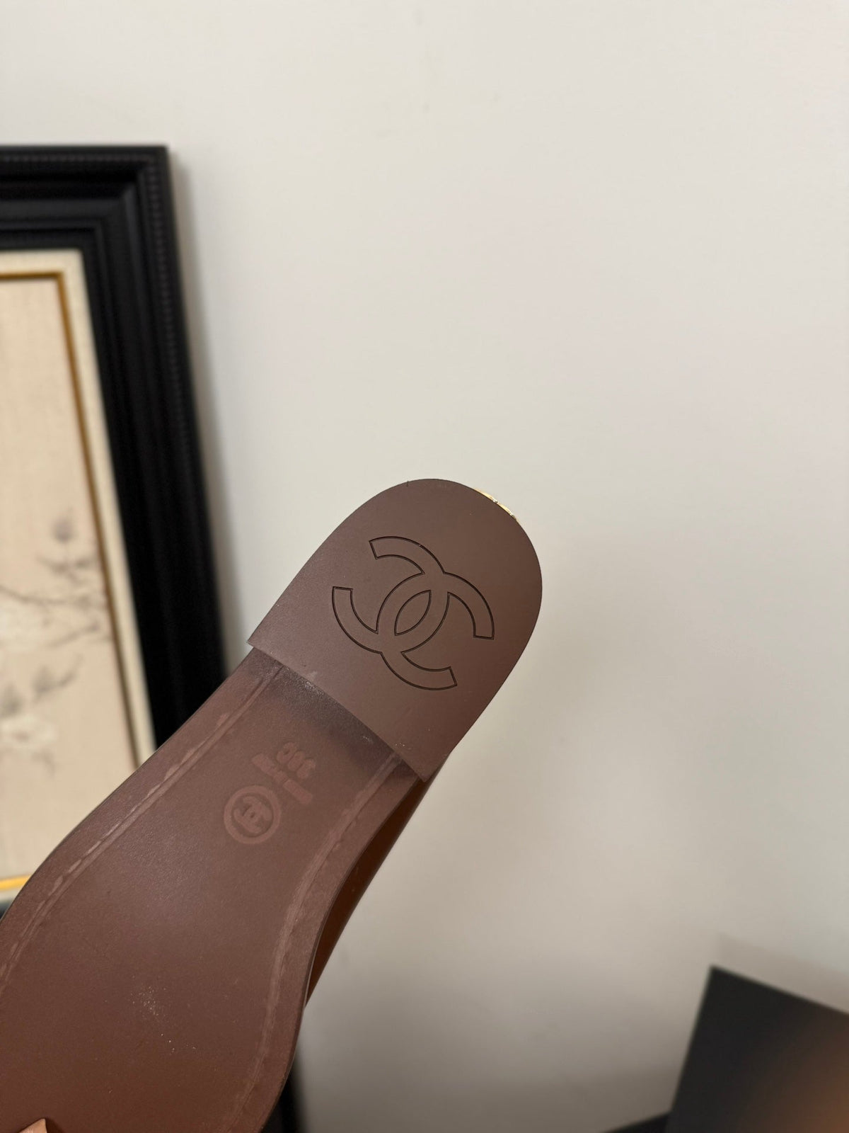 Chanel 25C Moccasins Brown Patent Leather