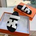 Hermes Chypre Sandal in White Shiny Grained Calfskin