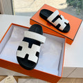 Hermes Chypre Sandal in White Grained Calfskin