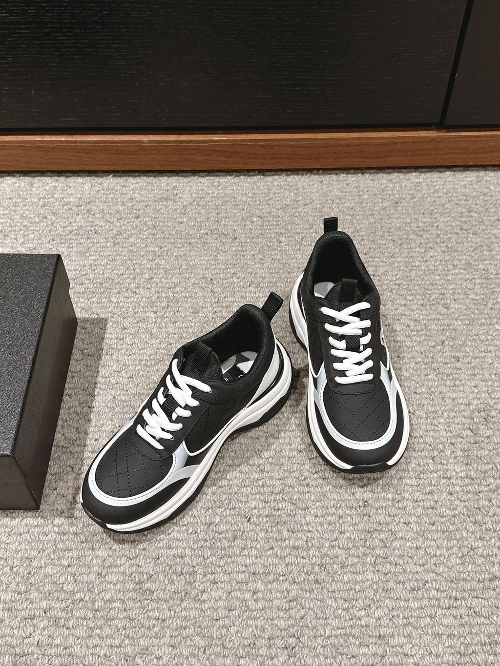Chanel Classic Sneaker in Black Mix White Lambskin