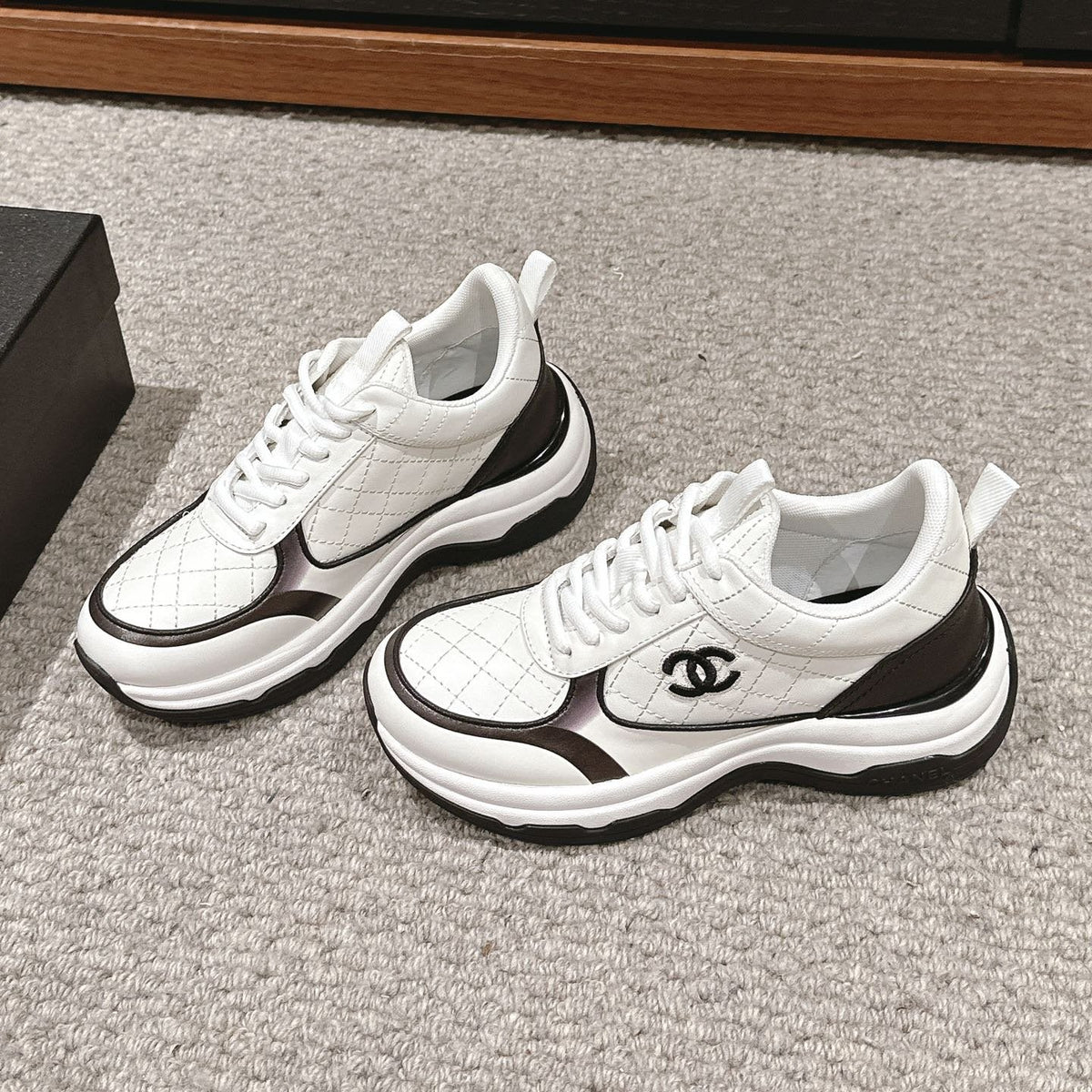 Chanel Classic Sneaker in White Mix Black Lambskin