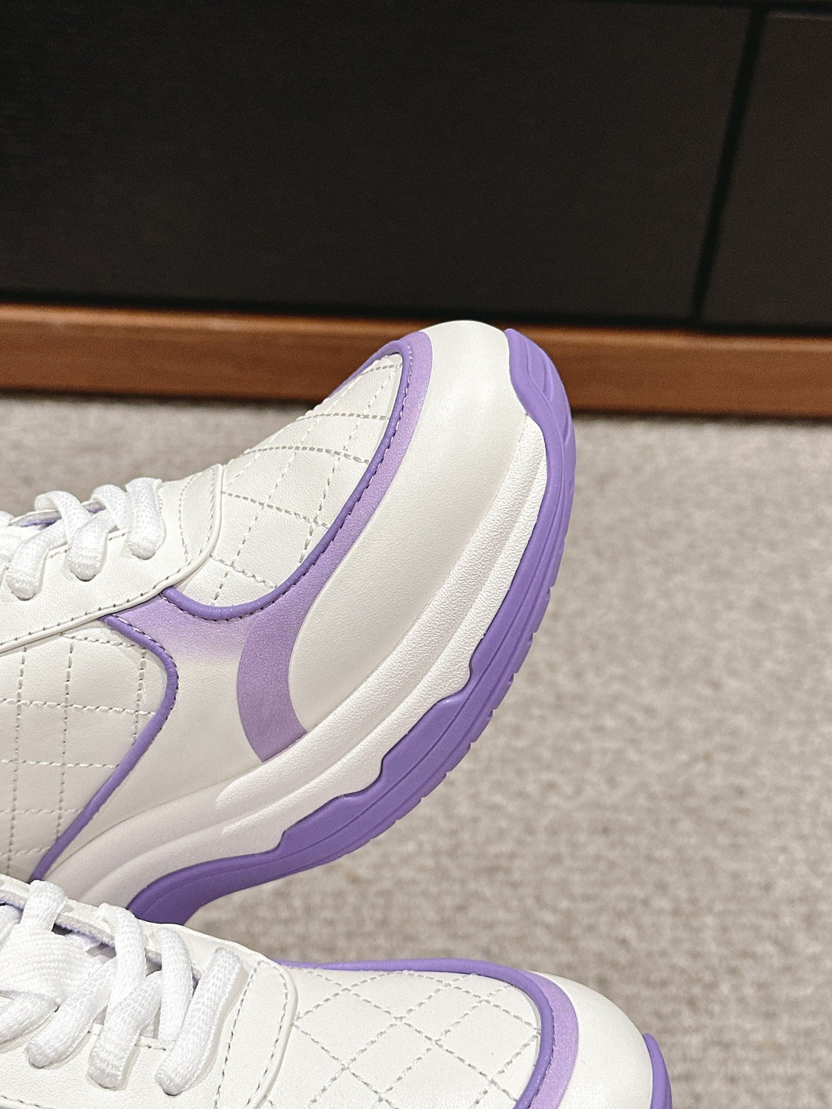 Chanel Classic Sneaker in White Mix Iris Purple Lambskin