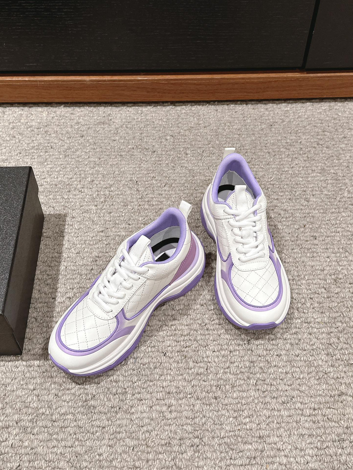 Chanel Classic Sneaker in White Mix Iris Purple Lambskin