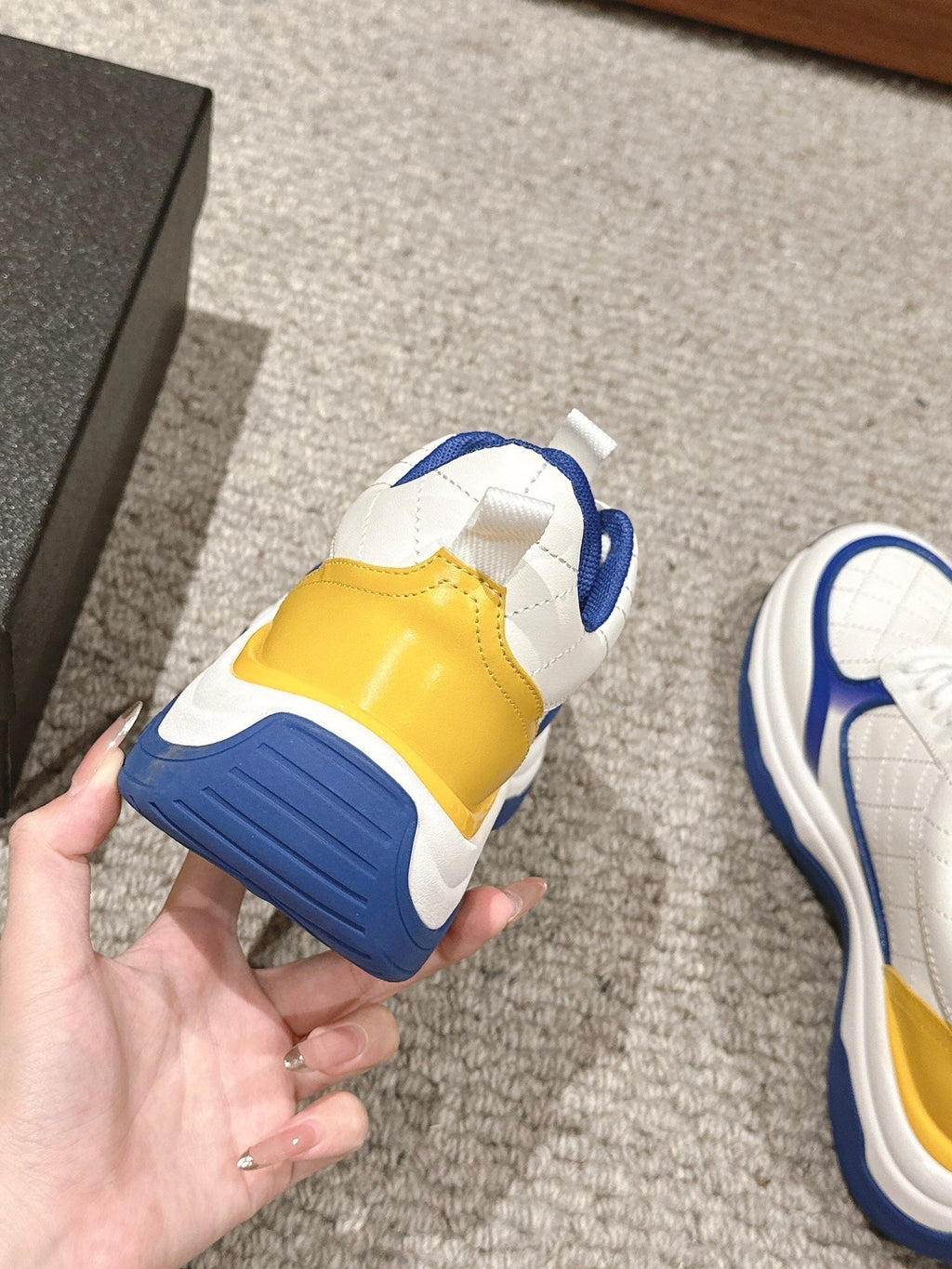 Chanel Classic Sneaker in White Mix Cobalt Blue Lambskin