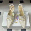 Dior 25S Boy Slingback High Heels 85 mm in White Lambskin