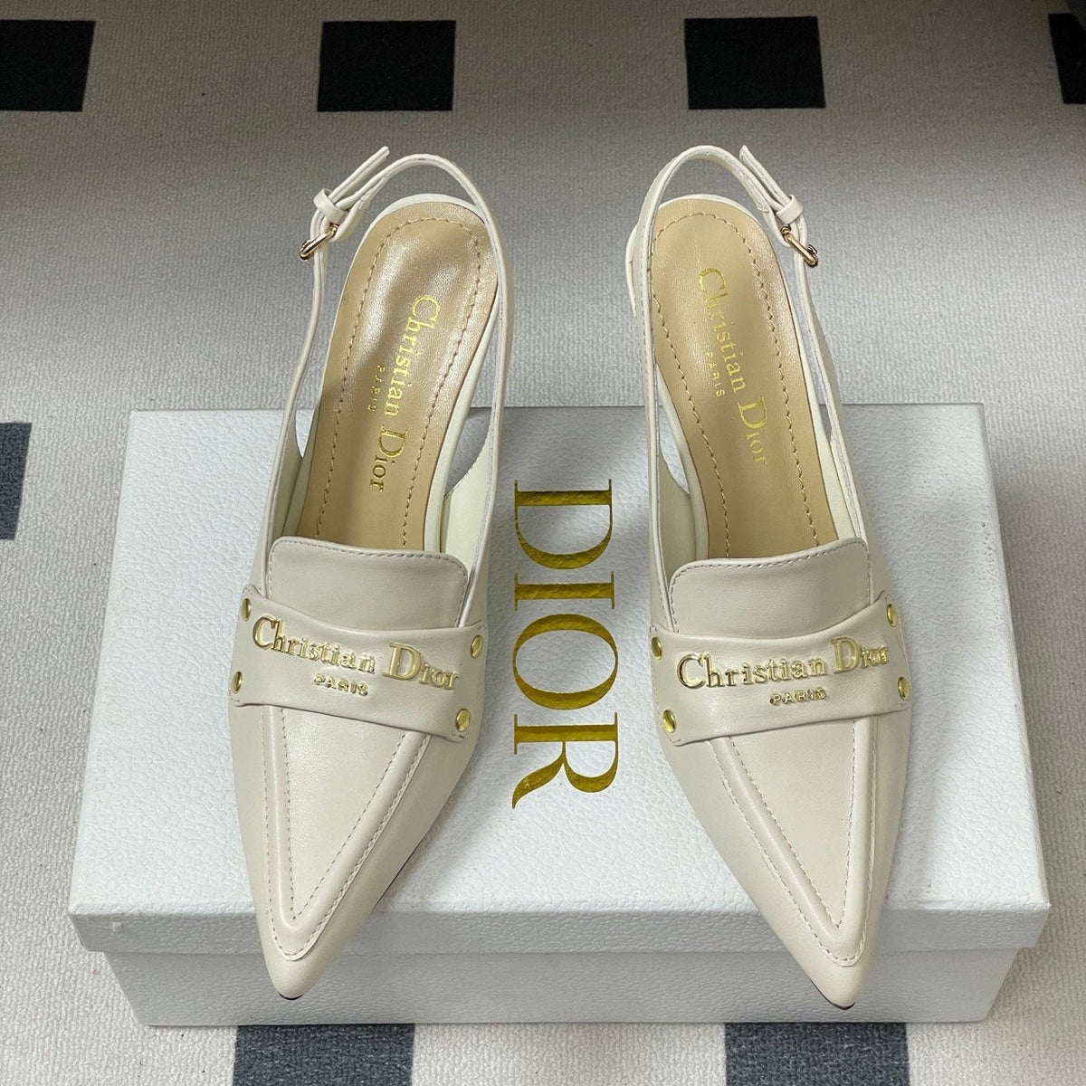 Dior 25S Boy Slingback High Heels 85 mm in White Lambskin