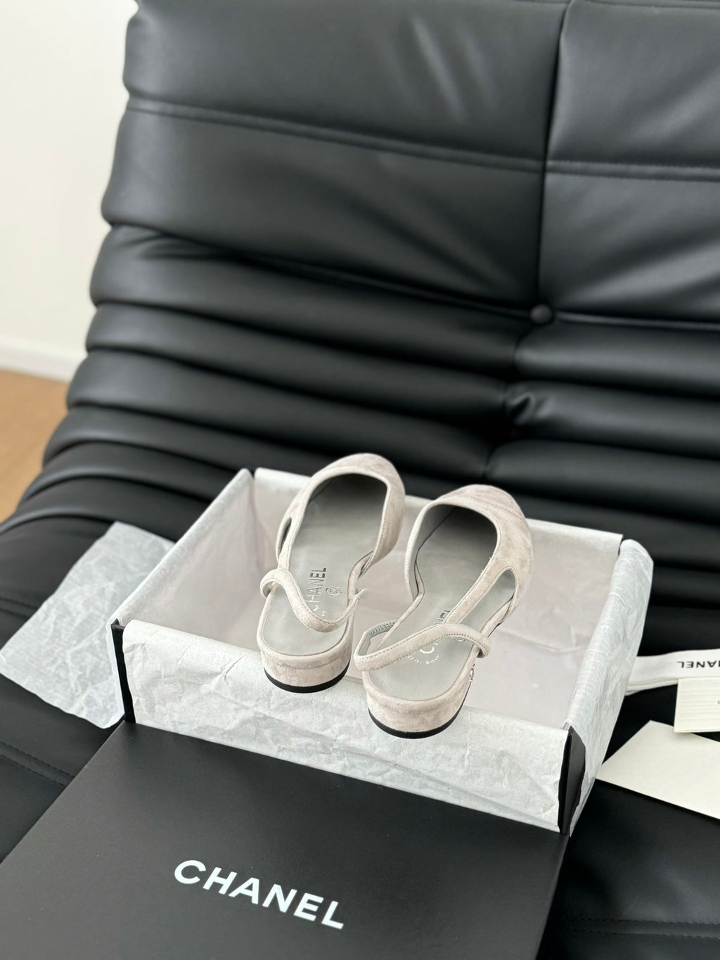 Chanel Classic Slingback Grey Cloud Suede