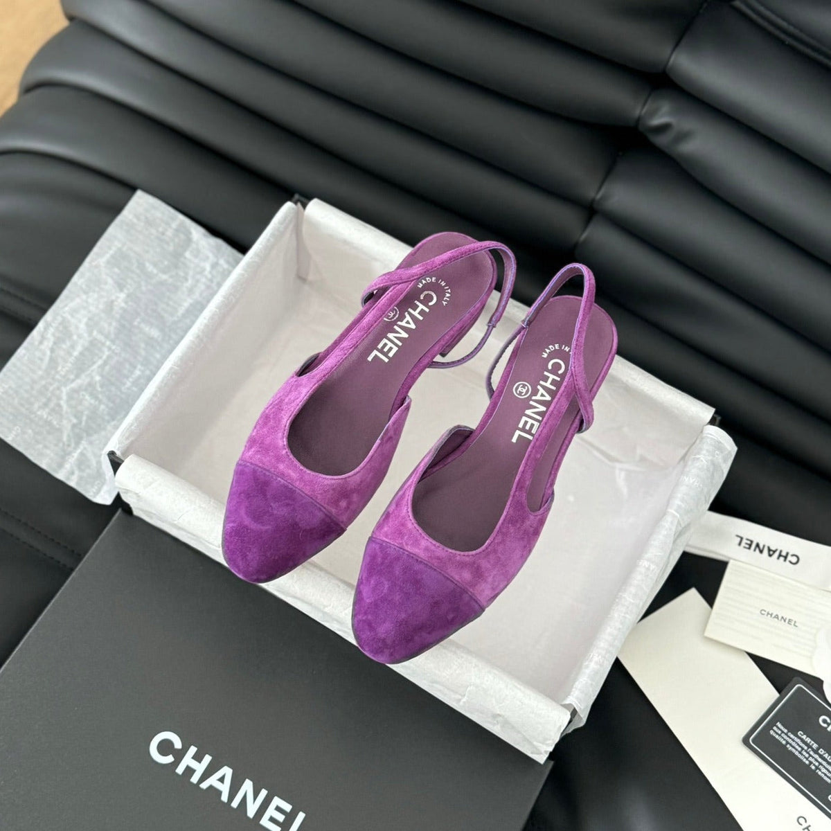 Chanel Classic Slingback Violet Purple Suede
