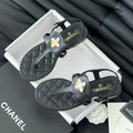 Chanel Double C Classic One-Strap Sandals Black Lambskin
